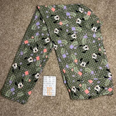 Lularoe Disney Minnie Mouse Women's Leggings Tall & Curvy Green Purple Polka Dot